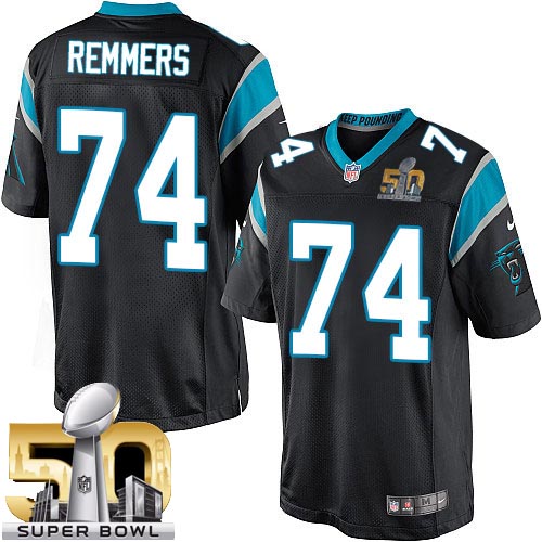 Youth Limited Mike Remmers Super Bowl L Nike Jersey Black Home - #74 NFL Carolina Panthers